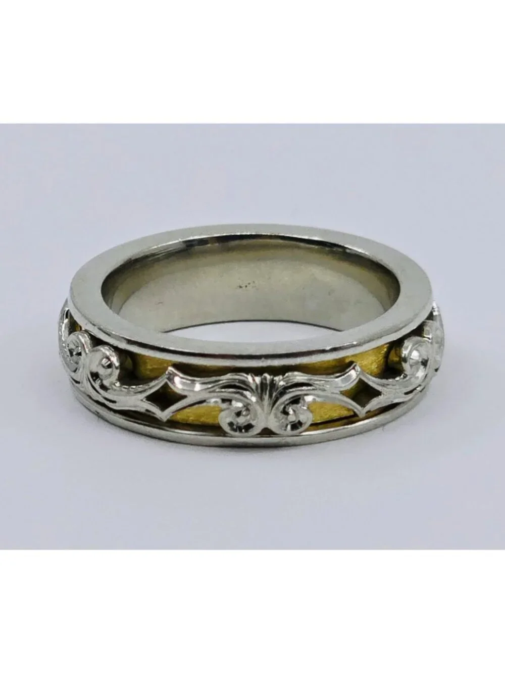 22K Two Tone Multi Color Gold Designer Layered Wedding Band Ring - Size 8.25
